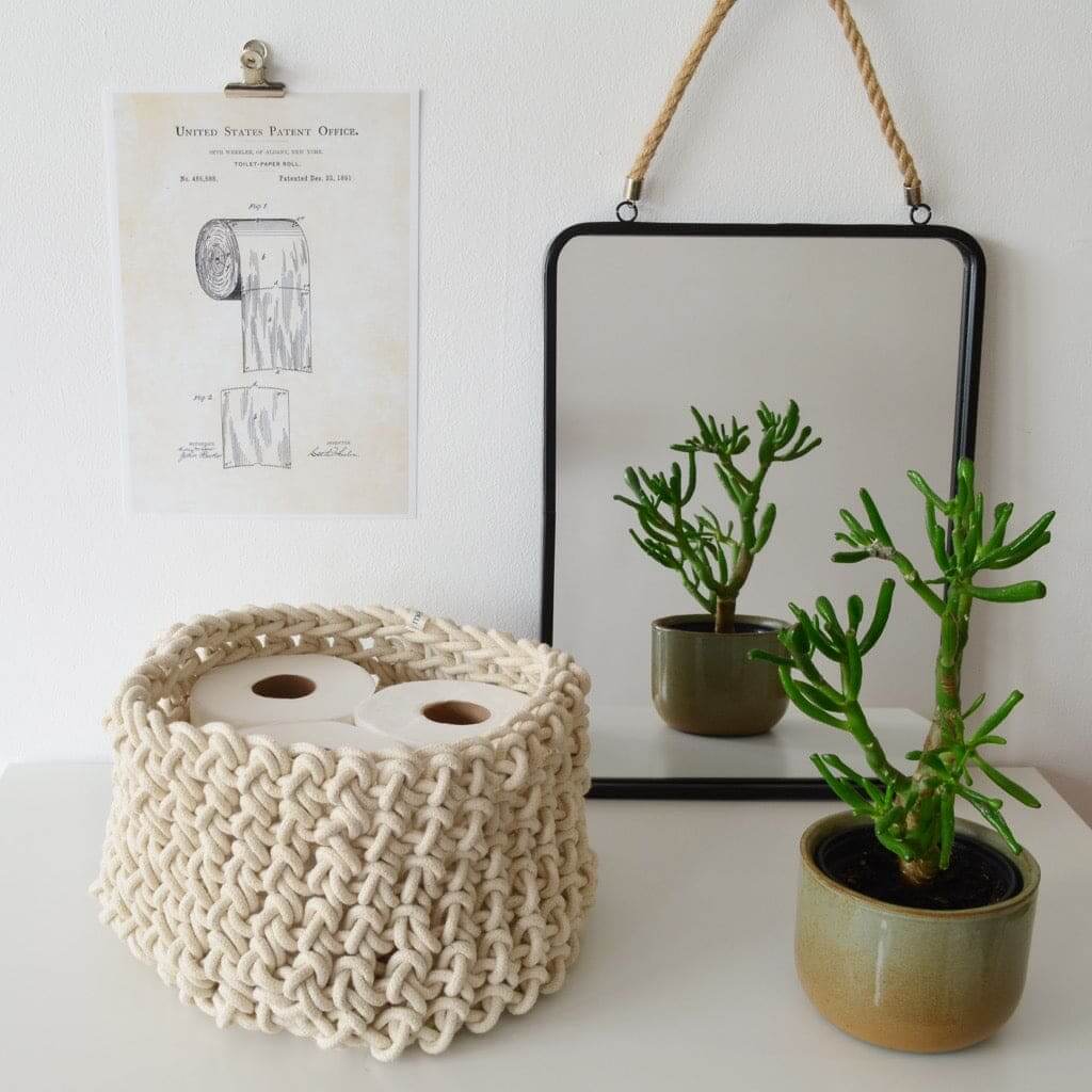 Loadshedding Crochet Storage Basket Ivory